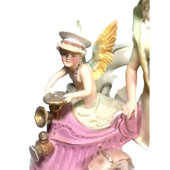Antique  c1900 Cherub Angel Chauffeur Driving Woman Goddess Vintage Car Figurine - Picture 16 of 16